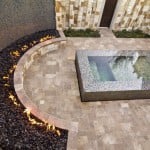 Travertine Pavers by HDG Building Materials Set Around Water Feature