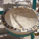Travertine Stone Basin with Mosaic Tile Edge