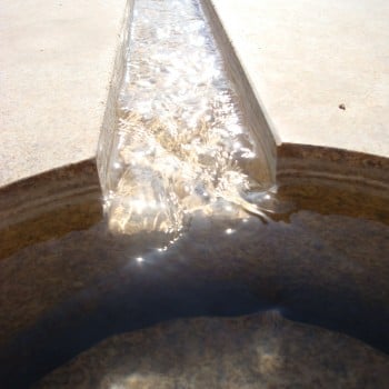 Gobi Tan Granite in Honed Finish on Top and Inside of Stair-Rill Water Feature - HDG Building Materials