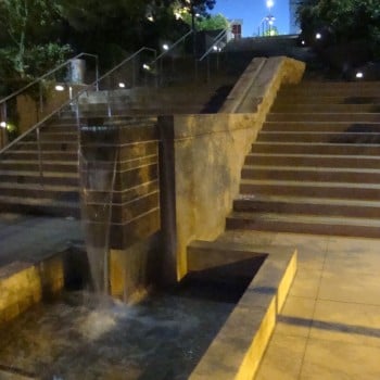 Charles Korrick Fountain Flowing at Night - Charles Korrick Fountain - HDG Building Materials