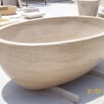 Cream Colored Travertine Stone Soaking Tub