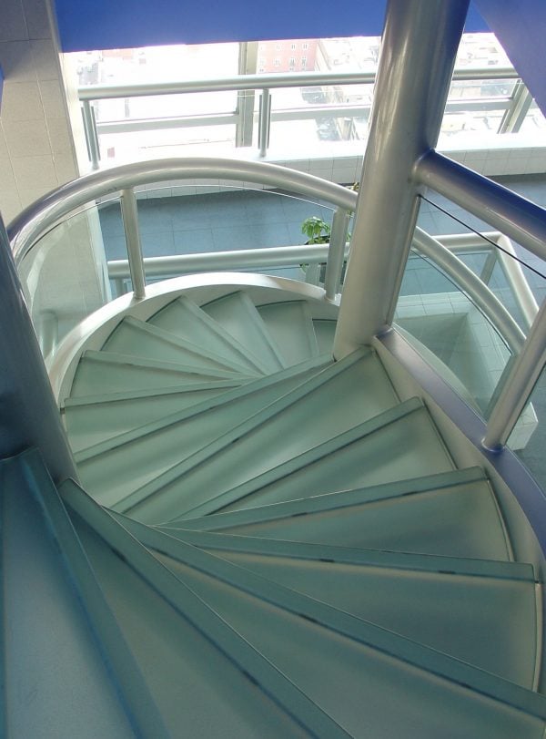 glass stairs with textured glass treads - HDG Building Materials