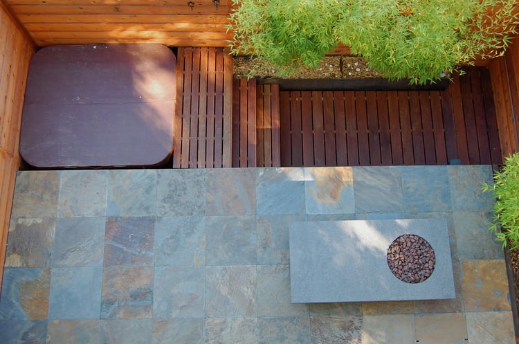 Seattle Oasis with Ipe decking + Slate Architectural Stone Patio + Buzon Pedestals - HDG Building Materials