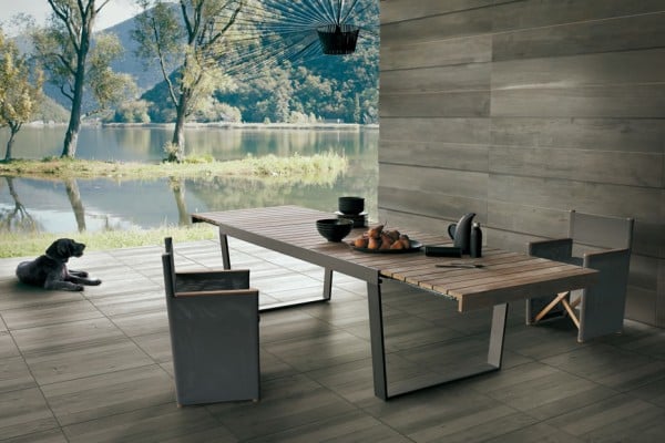 Legno Kauri Dark wood-look outdoor porcelain pavers from HDG Building Materials.