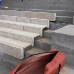 Tiger Yellow Granite Natural Stone Stairs on a Radius at Horton Plaza San Diego - HDG Building Materials