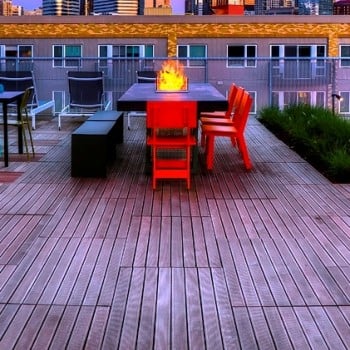 Sustainable Tropical Massaranduba Hardwood Pavers on Rooftop Deck