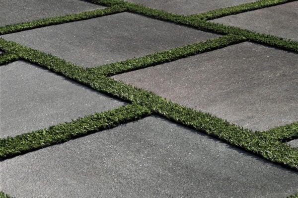HDG Grigio Porcelain Pavers Installed Over Grass