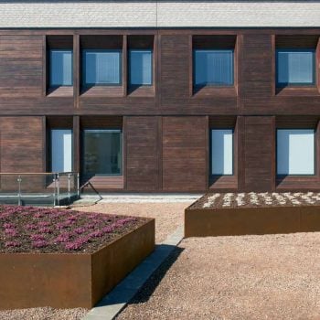 Thermally Modified Ash 1 x 6 Cladding in Hospital Facade - HDG Building Materials