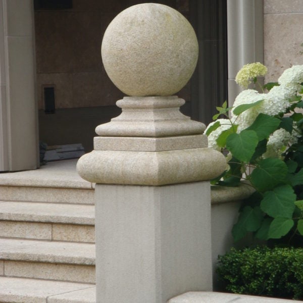 image of Natural Stone Shaped Pier Cap with Ball - HDG Building Materials