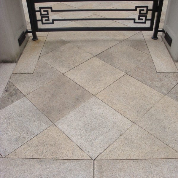 image of Residence with Natural Stone Pavers and Gated Entrance Create Grand Feel - HDG Building Materials