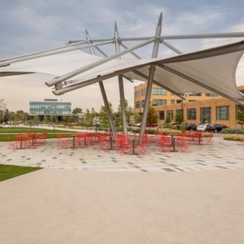 HDG Tech Fine Concrete Pavers Showcase Seating Area Next to Concrete