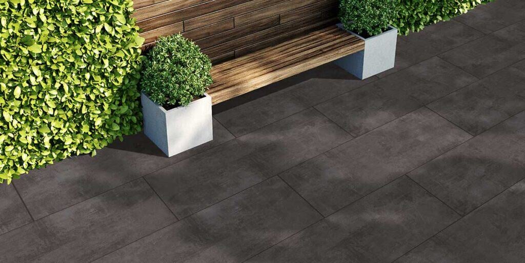 HDG 3cm SH Series Anthrazite Black 16x32 in 40x80 cm Porcelain Paver in Outdoor Courtyard Application