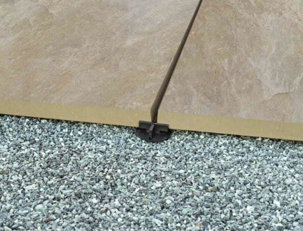 HDG Bargo Slate Tan 3CM Thick Large Porcelain Pavers Installed on Gravel with Buzon U-TABS-FLAT - HDG Building Materials