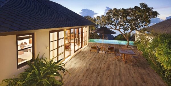 Pool Surround with HDG Charo Brown Porcelain Pavers