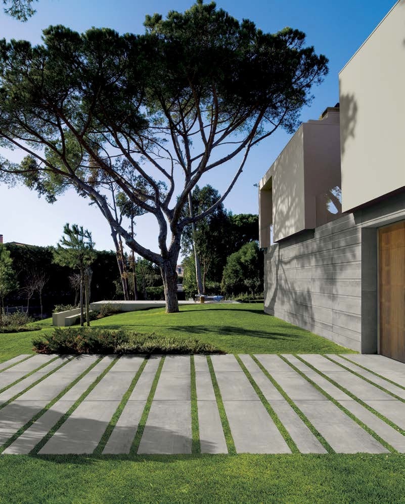 CC-Moda Grey 60x60 2cm Porcelain Paver Walkway Installation Over Grass