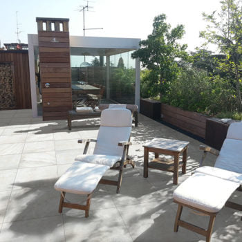Quarry White 60x60 cm Porcelain Paver in Rooftop Deck - HDG Building Materials
