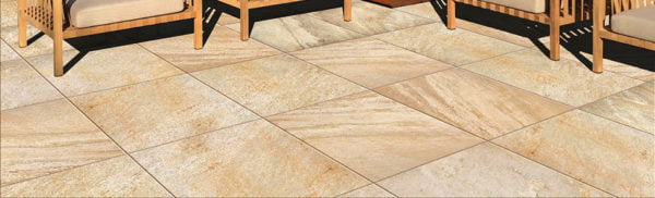Rusty-Tan Quartzite Finish 60x60 cm Porcelain Paver in Outdoor Kitchen Application - HDG Building Materials