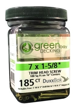 Genuine Green Bay Decking screws for DuxxBak Waterproof Decking System