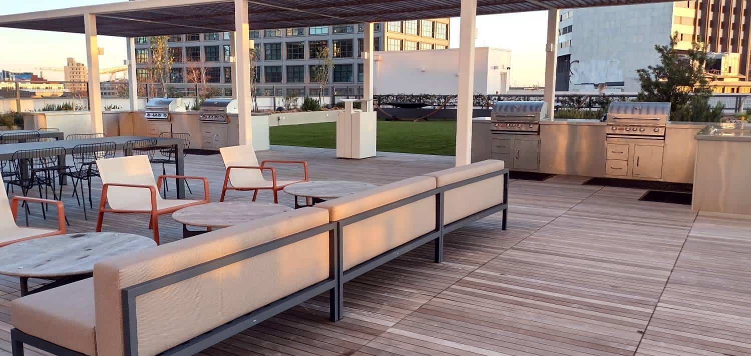 Outdoor Living Room Adjacent Dog Park on Rooftop Woof Deckjpg