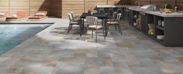 AE-Blue Stone-Look Porcelain Pavers in Pool Surround