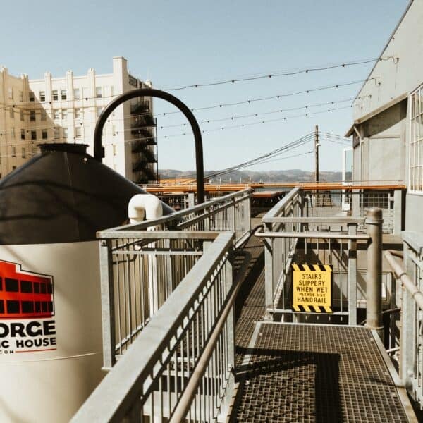 Grating Panels Catwalk Pedestrian Bridge to Rooftop Deck