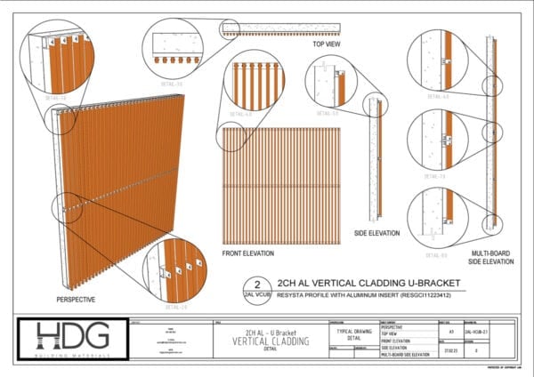 Thumbnail Image of Resysta Technical Drawing for 2CH Resysta Profile with Aluminum Insert, U-Bracket Detail PDF