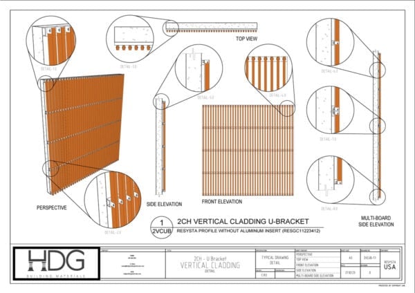 Thumbnail Image of Resysta Technical Drawing for 2CH Resysta Profile without Aluminum Insert, U-Bracket Detail PDF