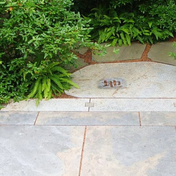 Caviar Blue Limestone in Courtyard