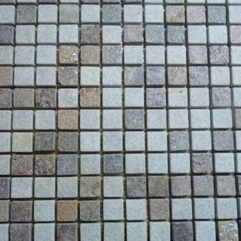 Mosaic with Caviar Blue Limestone Showing Range of Colors