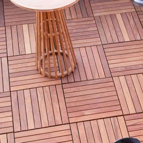 Cumaru Wood Decking Tiles Over Buzon Pedestals on Community Rooftop Deck