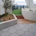 Granite Look Concrete Pavers on Rooftop Deck with Pet Deck and Wood Decking Over Buzon Pedestals