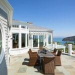Granite-look stone porcelain paver terrace with Buzon pedestals in San Francisco.