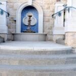 Granite stone pavers and stairs in a winery courtyard by HDG Building Materials
