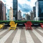 Terry White and Terry Gravel granite-look porcelain pavers on a terrace overlook