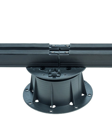 E-BRS Connection joining Easy Rail joists on Buzon PB-Series Pedestal.