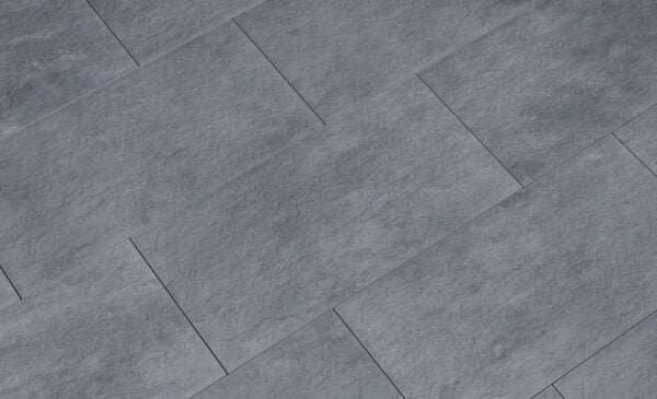 Blustone porcelain pavers in distinctive pattern.