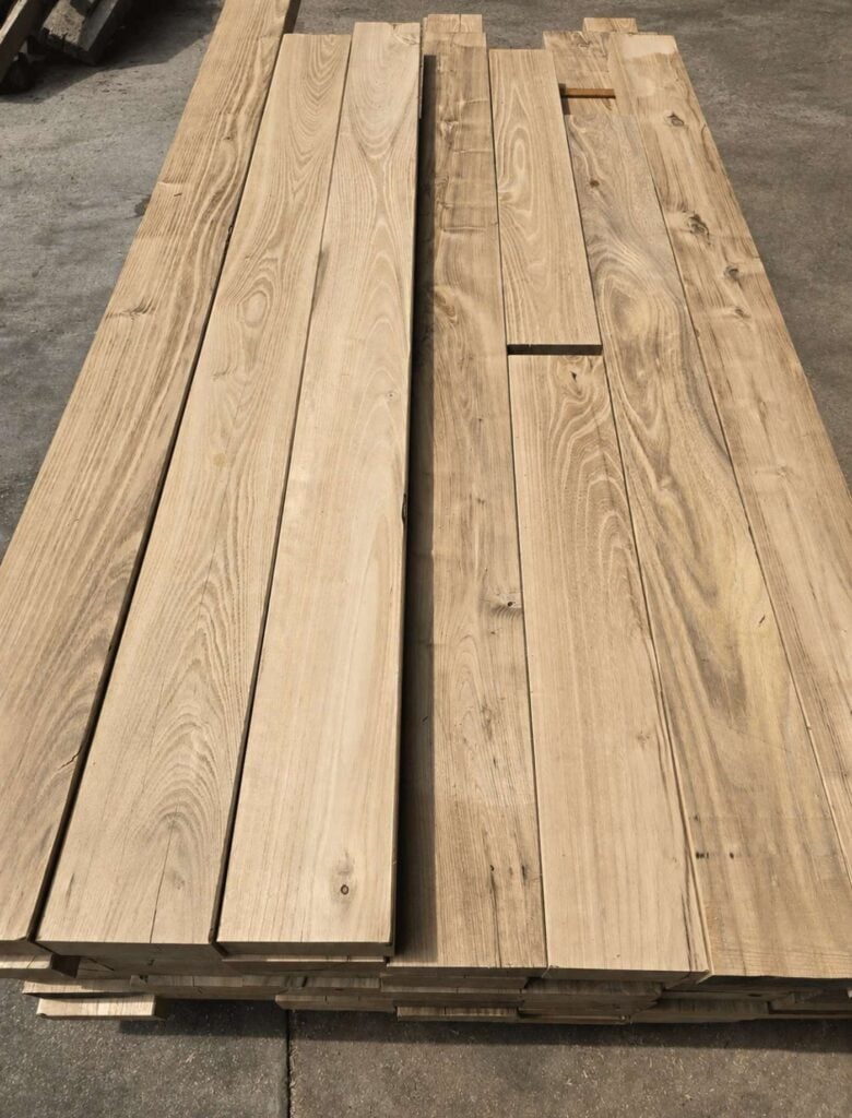 Stack of custom 3 × 6 Black Locust lumber prepared for a boardwalk project.